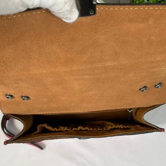 EUC Patricia Nash Laurentina Tooled Leather Crossbody|Clutch - Magenta - Picture 6 of 14